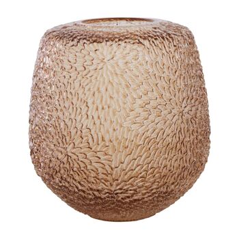 Colbie Medium Embossed Amber Glass Vase 1