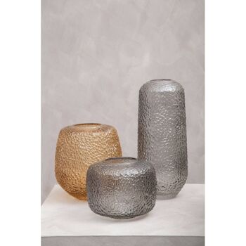 Colbie Medium Embossed Amber Glass Vase 5