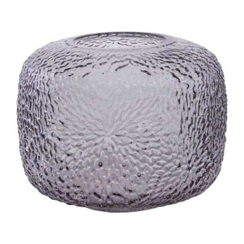 Colbie Small Embossed Grey Glass Vase