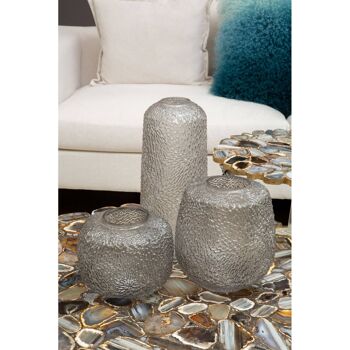 Colbie Small Embossed Grey Glass Vase 5