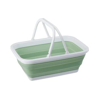 Collapsible Green White Basket With Handles 1