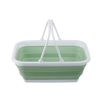 Collapsible Green White Basket With Handles 5