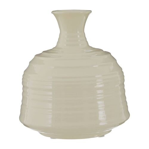 Complements Cream Small Ribbed Ceramic Vase