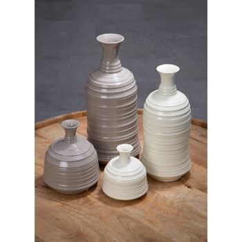 Complements Taupe Medium Ribbed Ceramic Vase 4
