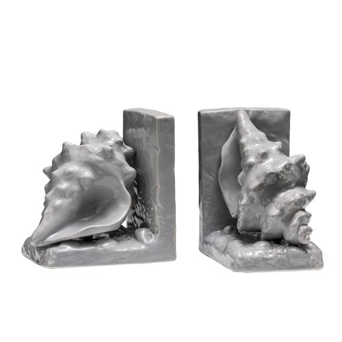 Conch Grey Dolomite Bookends - Set of 2