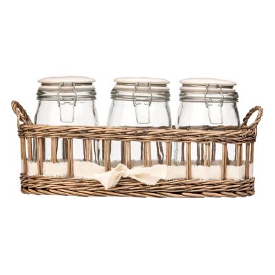 Country Cottage Glass Storage Jars - Set of 3