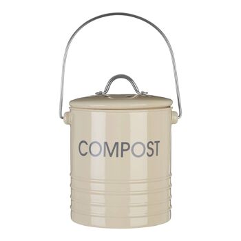 Cream Compost Bin with Handle 1