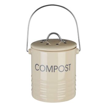 Cream Compost Bin with Handle 3