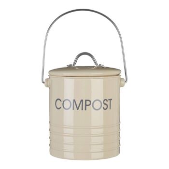 Cream Compost Bin with Handle 6