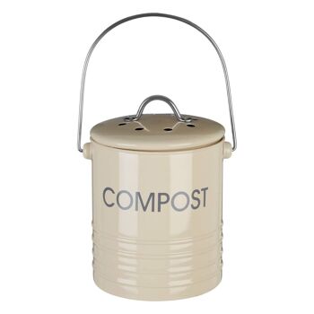 Cream Compost Bin with Handle 8