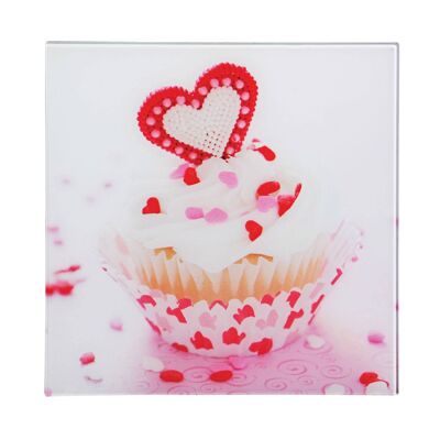 Cupcake Glass Print with Multicoloured Base