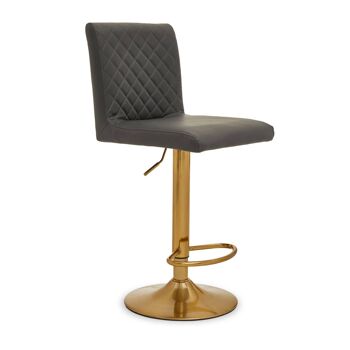 Dark Grey And Gold Bar Stool With Round Base 1