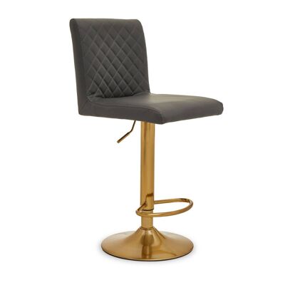 Dark Grey And Gold Bar Stool With Round Base