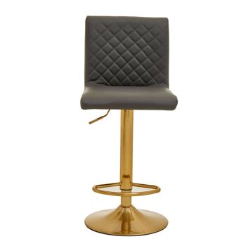 Dark Grey And Gold Bar Stool With Round Base 3