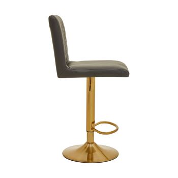 Dark Grey And Gold Bar Stool With Round Base 4