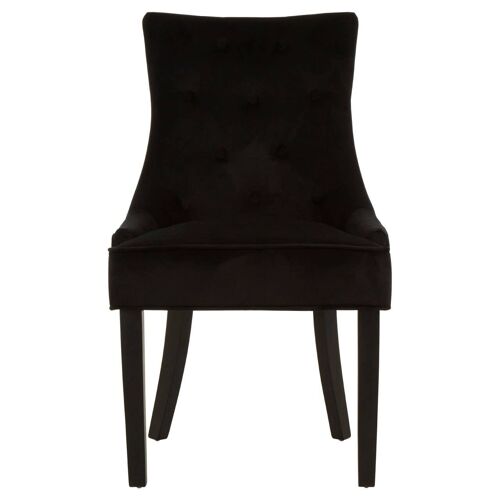 Daxton Black Velvet Buttoned Dining Chair