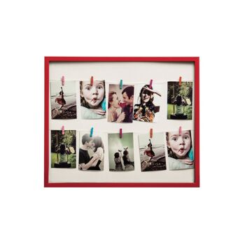 Deep Red 10 Peg Washing Line Photo Frame 1