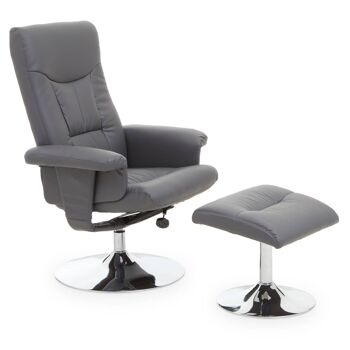 Denton Grey Leather Effect Recliner 2