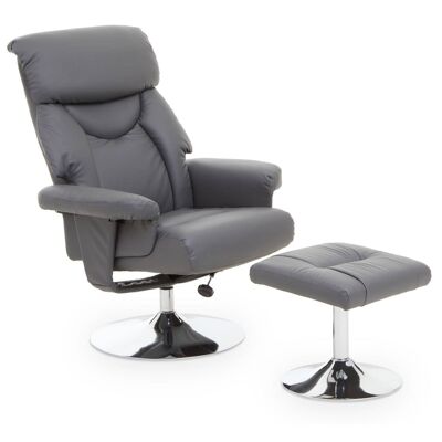 Denton Grey Leather Reclining Chair