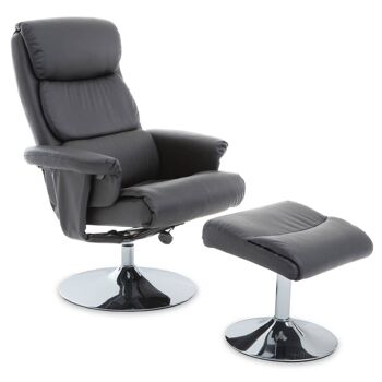 Denton Grey Leather Reclining Chair Footstool 2