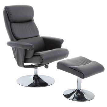 Denton Grey Leather Reclining Chair Footstool 3