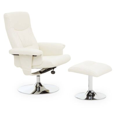 Denton White Leather Effect Recliner