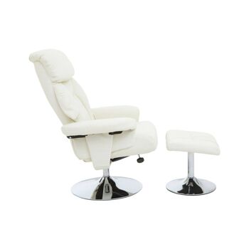 Denton White Leather Effect Reclining Chair And Footstool 4