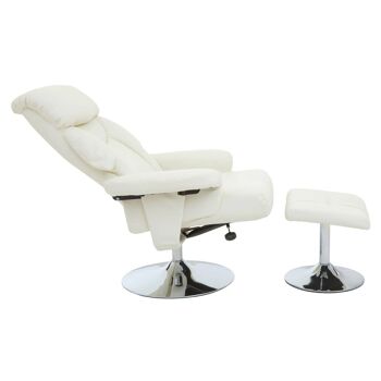 Denton White Leather Effect Reclining Chair And Footstool 5