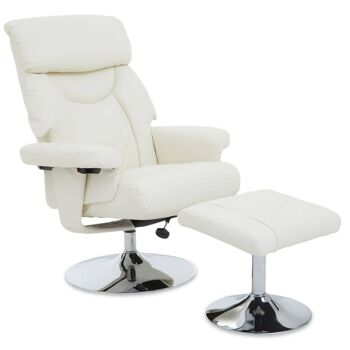 Denton White Leather Effect Reclining Chair And Footstool 6