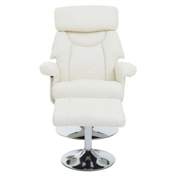 Denton White Leather Effect Reclining Chair And Footstool 8