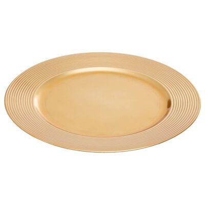 Dia 24 Pc Gold Finish Ribbed Charger Plate