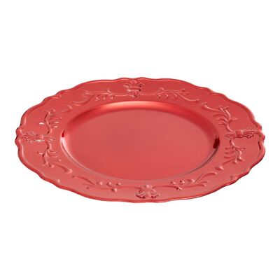 Dia 24 Pc Red Finish Baroque Charger Plate