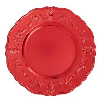 Dia 24 Pc Red Finish Baroque Charger Plate 3