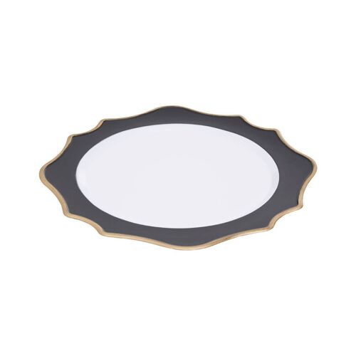 Dia 24 Pc White and Black Round Charger Plate