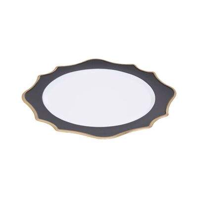 Dia 36 Pc White and Black Round Charger Plate