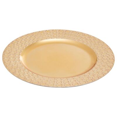 Dia Gold Charger Plate with Octagon Pattern Rim