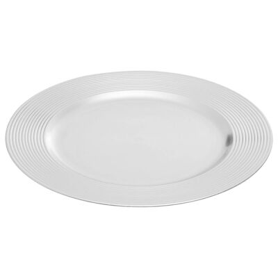 Dia Silver Charger Plate with Ribbed Rim