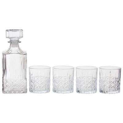 Diamond pattern Decanter with Four Glasses