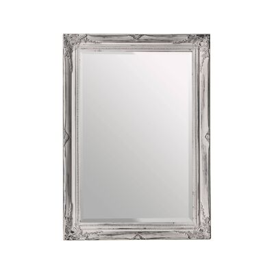 Distressed White Finish Wall Mirror