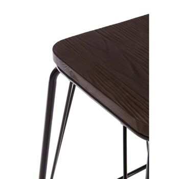 District Black Metal and Elm Wood Stool 4