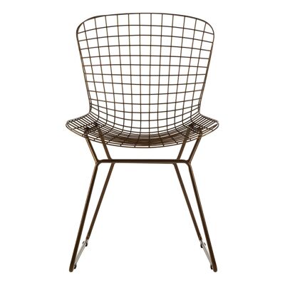 District Bronze Metal Grid Frame Wire Chair