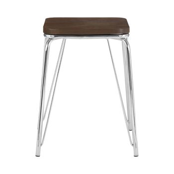 District Chrome Metal / Elm Small Wood Stool 1