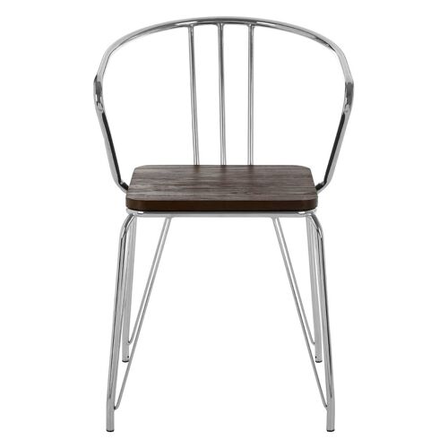 District Chrome Metal and Elm Wood Arm Chair