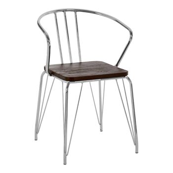 District Chrome Metal and Elm Wood Arm Chair 3