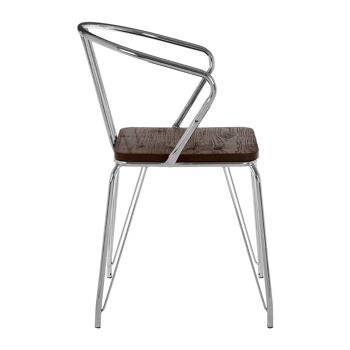 District Chrome Metal and Elm Wood Arm Chair 4