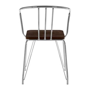 District Chrome Metal and Elm Wood Arm Chair 5