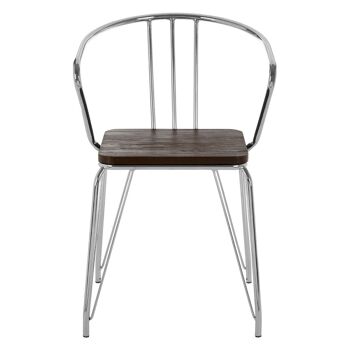 District Chrome Metal and Elm Wood Arm Chair 6