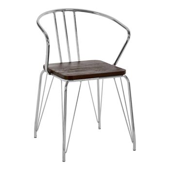 District Chrome Metal and Elm Wood Arm Chair 8