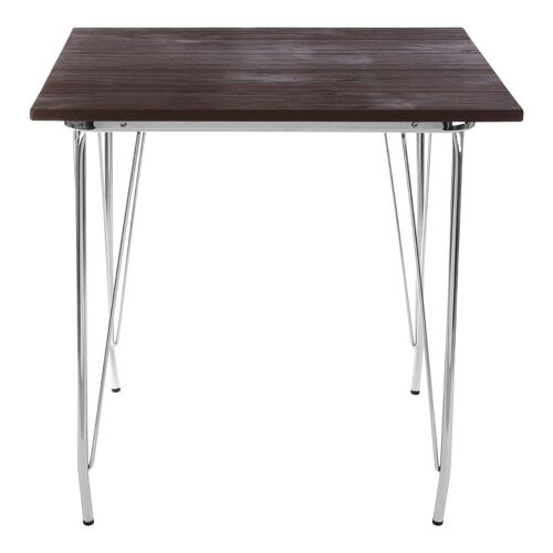 District Chrome Metal and Elm Wood Table