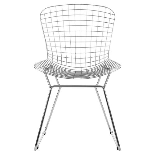 District Chrome Metal Grid Frame Wire Chair